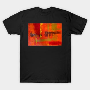 Green yellow black red and orange abstract illustration T-Shirt